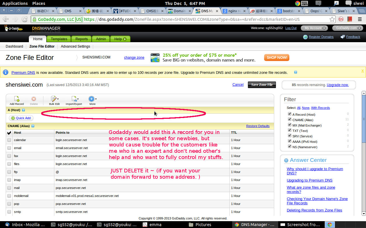 Edit Godaddy Zone File
