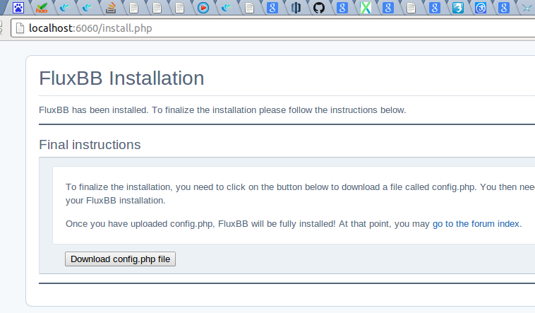 Fluxbb Finalize Install