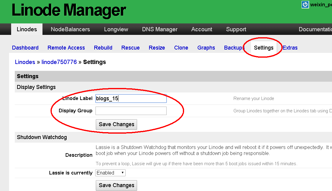 Linode Change Name